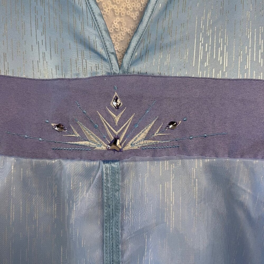 DISNEY Parks Elsa Costume Girls 7-8 Frozen II Queen Elsa Dress Up Attached Cape - Picture 5 of 10